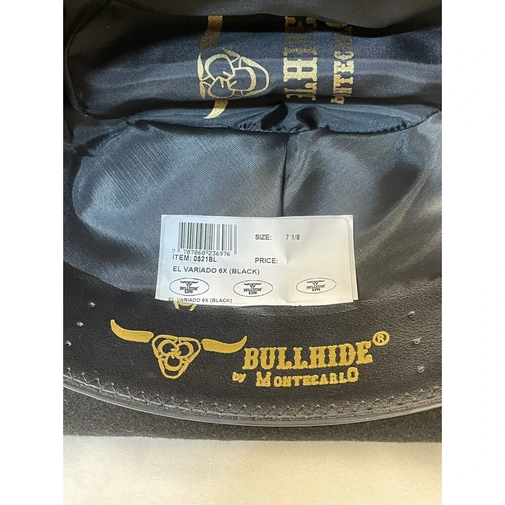 Bullhide by Montecarlo El Variado 6X Black Felt Cowboy Hat Size 7 1/8 Western